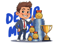 Deneyimi ve tecrübeyi simgeleyen diploma ve kupaların yanında gururla duran, gülümseyen Demir Medya uzmanı.